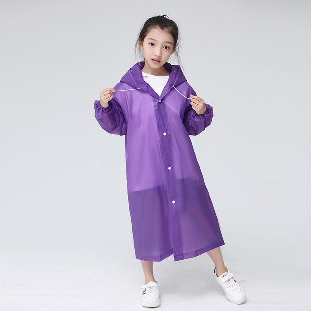 New Fashion Children Raincoat EVA Waterproof Thickened Rain Coat Reusable Transparent Rain Jacket Clear Kids Tour Rainwear Suit - www.leggybuddy.com