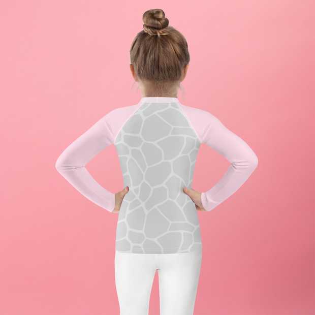 Kids Rash Guard Giraffe Pink/Grey - www.leggybuddy.com