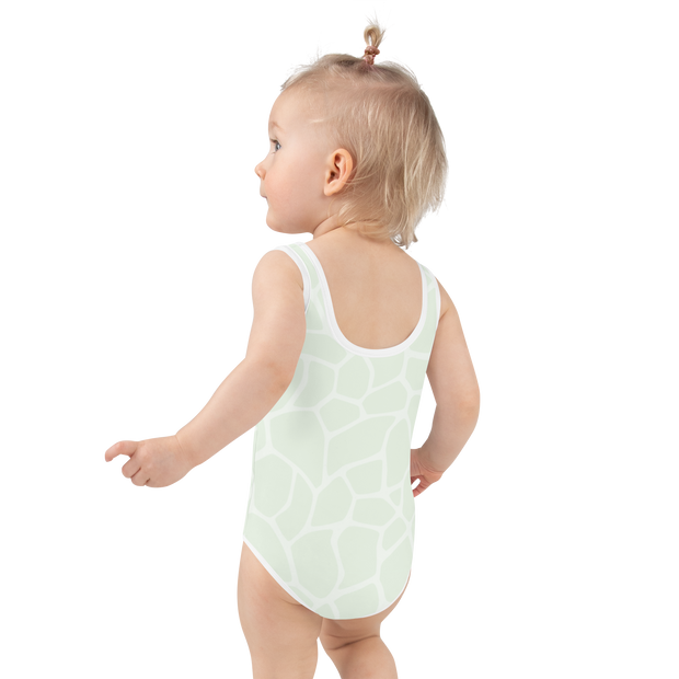 Giraffe Mint Allover Girls Swimsuit - www.leggybuddy.com