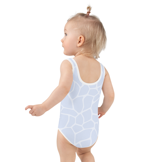 Giraffe Blue Allover Girls Swimsuit - www.leggybuddy.com