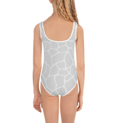 Giraffe Grey Allover Girls Swimsuit - www.leggybuddy.com
