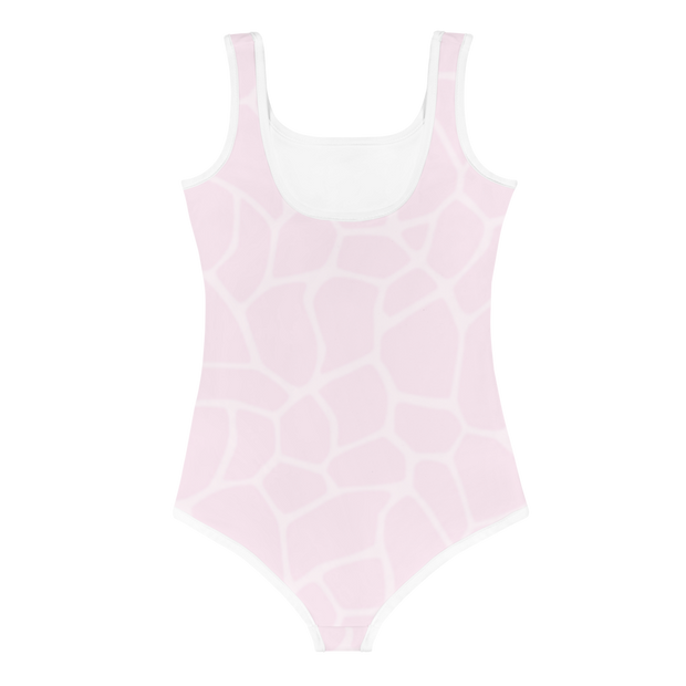 Giraffe Rosa Allover Girls Swimsuit - www.leggybuddy.com