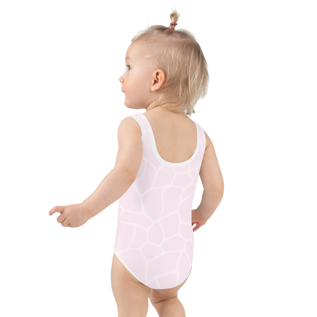 Giraffe Rosa Allover Girls Swimsuit - www.leggybuddy.com