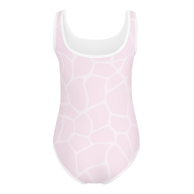 Giraffe Rosa Allover Girls Swimsuit - www.leggybuddy.com