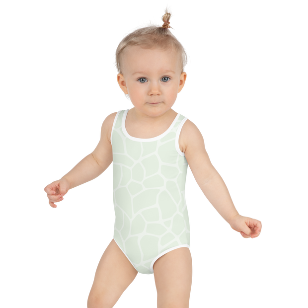 Giraffe Mint Allover Girls Swimsuit - www.leggybuddy.com