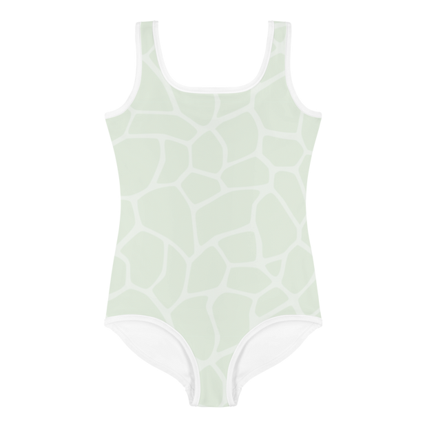 Giraffe Mint Allover Girls Swimsuit - www.leggybuddy.com