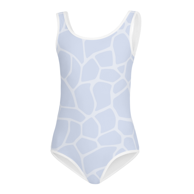 Giraffe Blue Allover Girls Swimsuit - www.leggybuddy.com