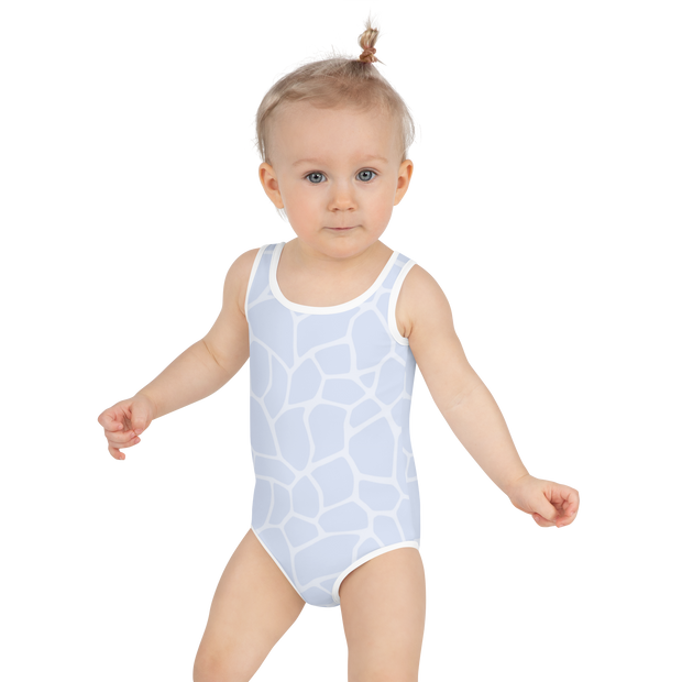 Giraffe Blue Allover Girls Swimsuit - www.leggybuddy.com