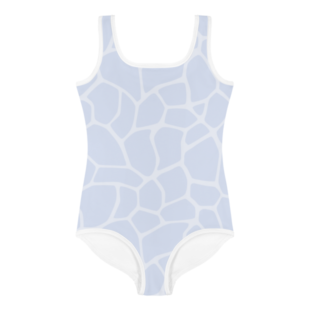 Giraffe Blue Allover Girls Swimsuit - www.leggybuddy.com