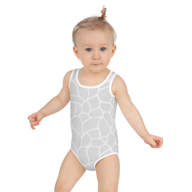 Giraffe Grey Allover Girls Swimsuit - www.leggybuddy.com