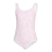 Giraffe Rosa Allover Girls Swimsuit - www.leggybuddy.com