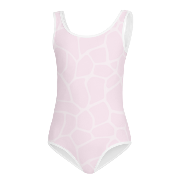 Giraffe Rosa Allover Girls Swimsuit - www.leggybuddy.com