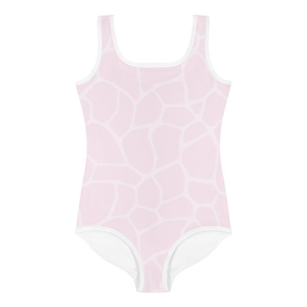 Giraffe Rosa Allover Girls Swimsuit - www.leggybuddy.com