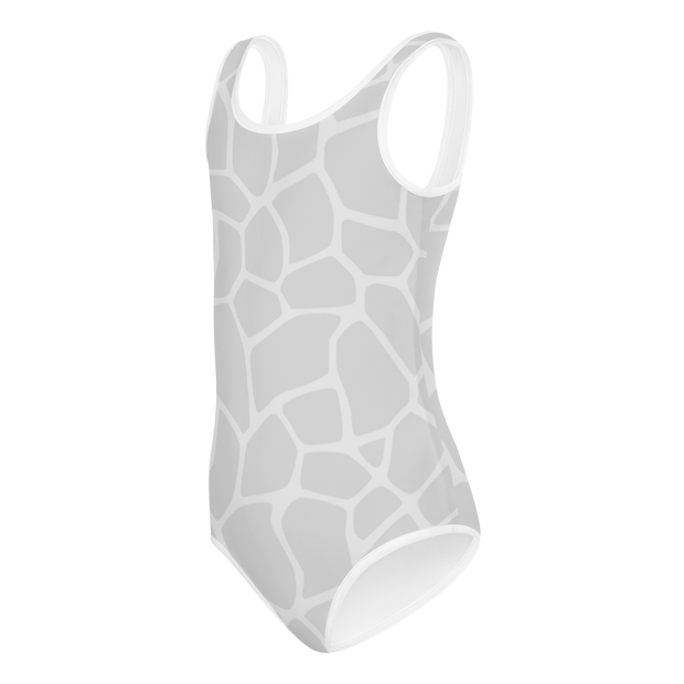 Giraffe Grey Allover Girls Swimsuit - www.leggybuddy.com