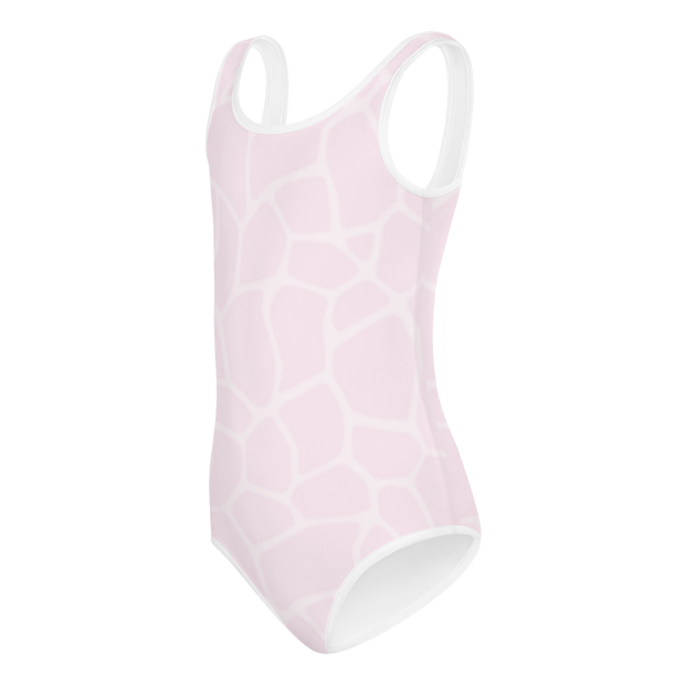 Giraffe Rosa Allover Girls Swimsuit - www.leggybuddy.com