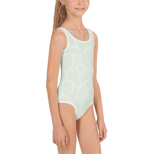 Giraffe Mint Allover Girls Swimsuit - www.leggybuddy.com