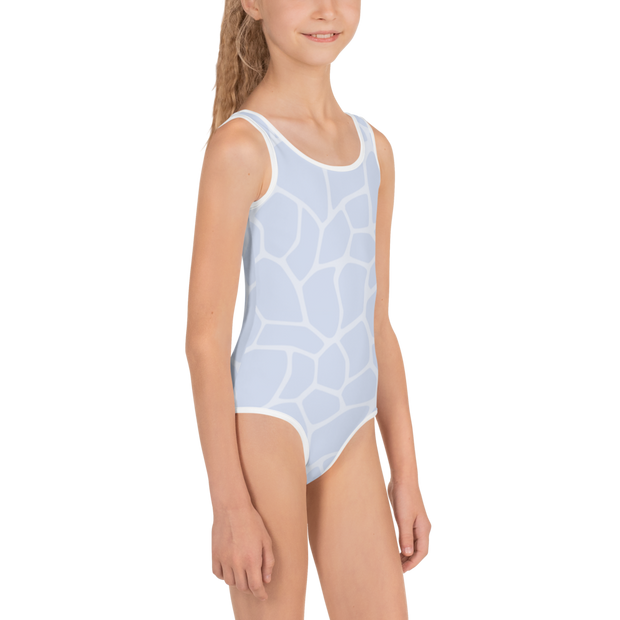 Giraffe Blue Allover Girls Swimsuit - www.leggybuddy.com