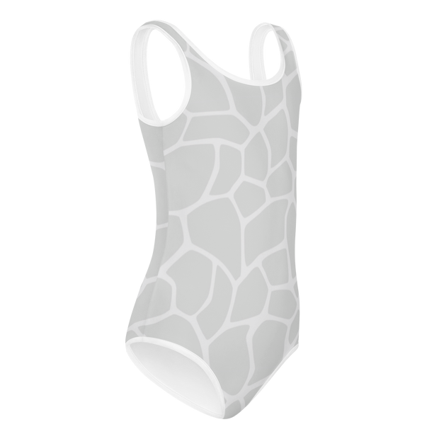 Giraffe Grey Allover Girls Swimsuit - www.leggybuddy.com