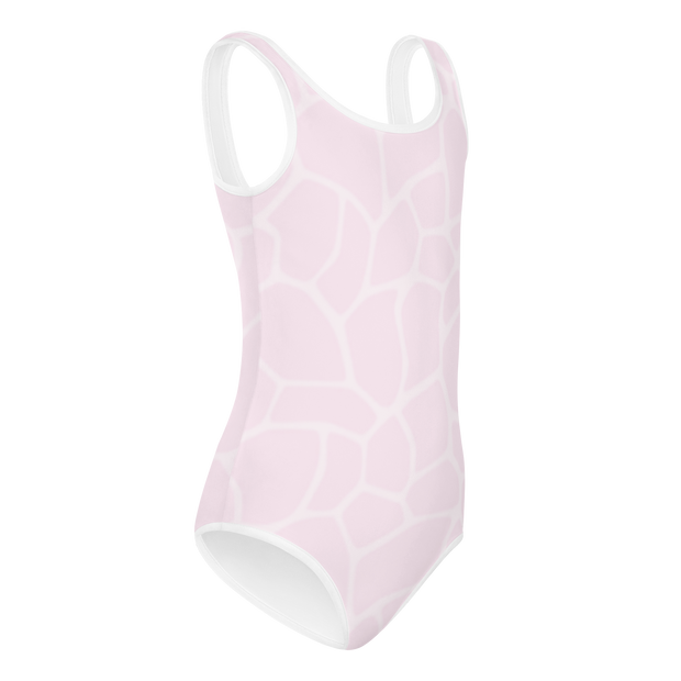 Giraffe Rosa Allover Girls Swimsuit - www.leggybuddy.com